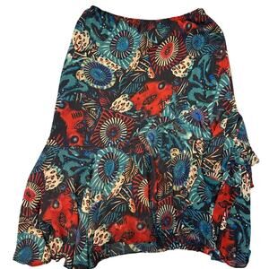 VTG y2k silky ruffle skirt Petite Medium whimsygoth low rise low waist green red